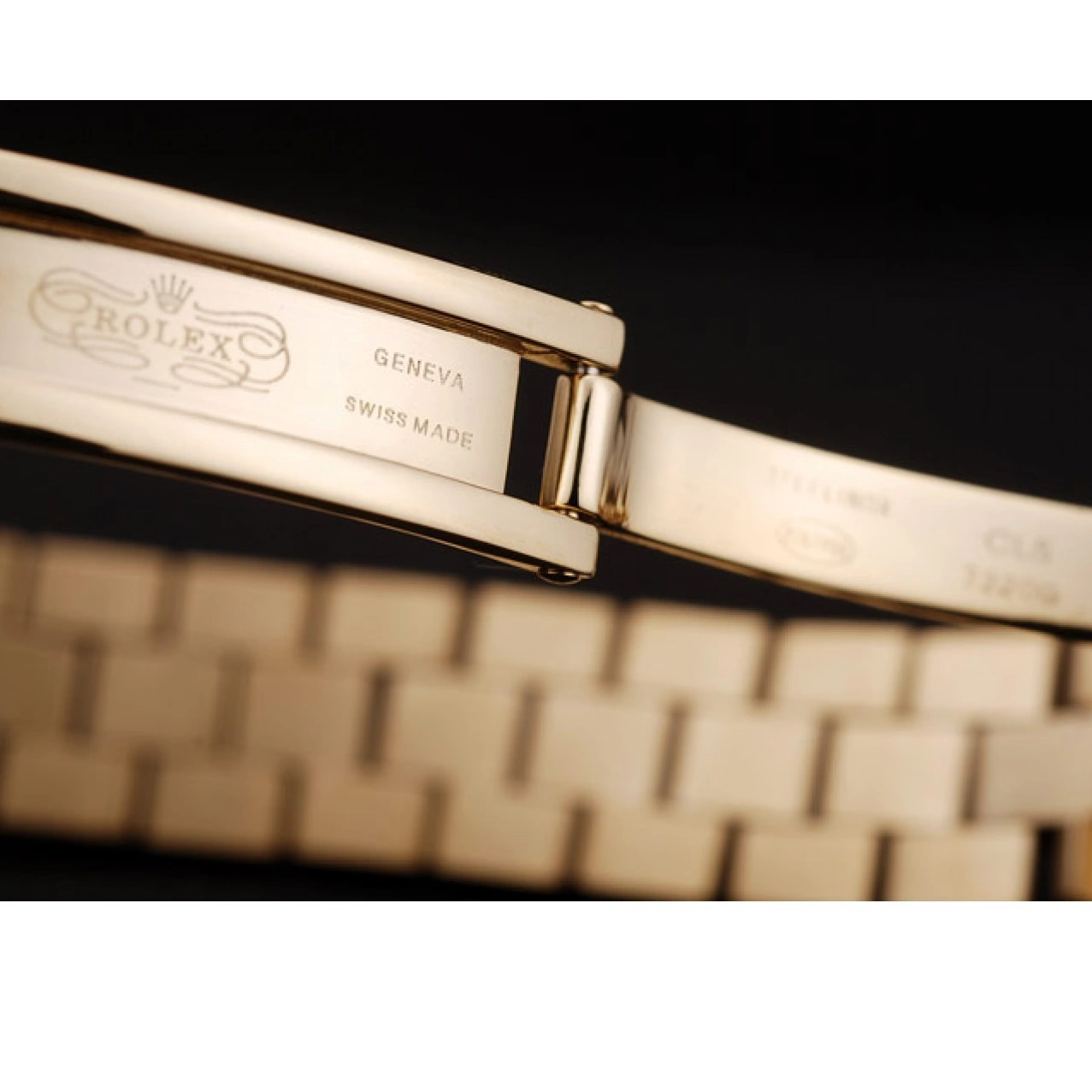 Aaa replica watch Dial Rolex Gold Ribbed Gold Pattern Bezel DateJust 0717
